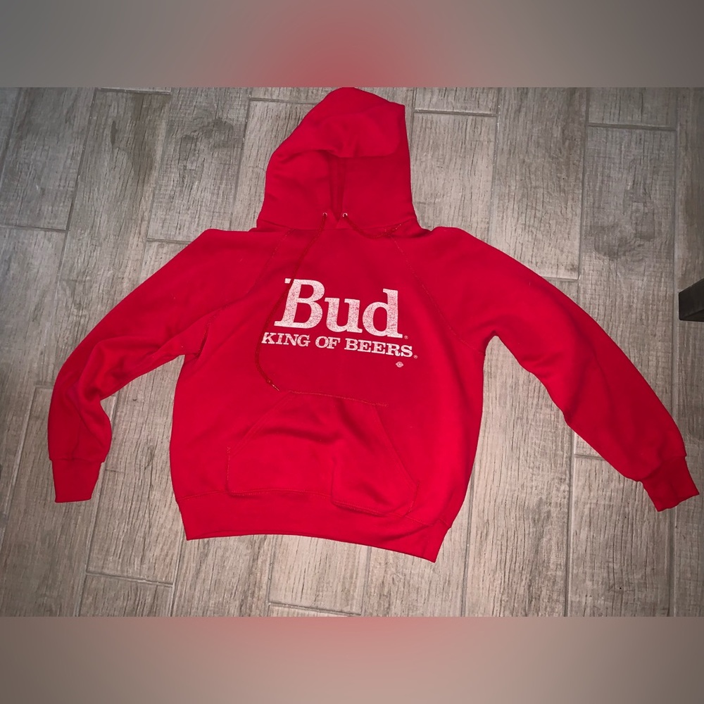 LARGE RED VINTAGE BUDWEISER HOODIE